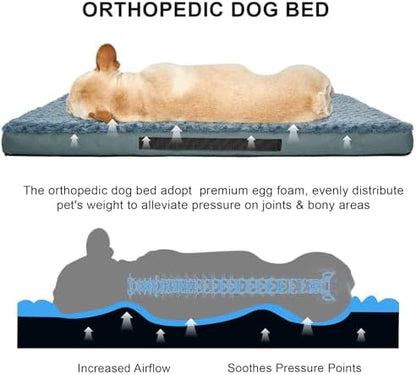 Orthopedic Dog Beds for Crate with Removable Washable Cover Egg-Crate Foam Pet Pad Mat with Anti-Slip Bottom,Waterproof Dog Beds Small Sized，20x16 Inch