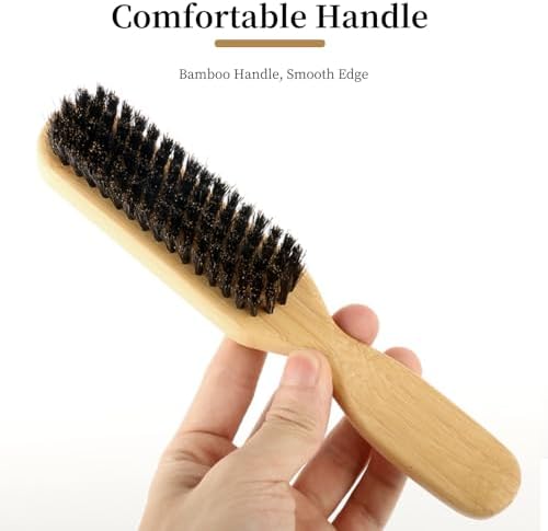 Soft Boar Bristle Dog Brush for Short Haired Dogs, Made of Bamboo,（Small）