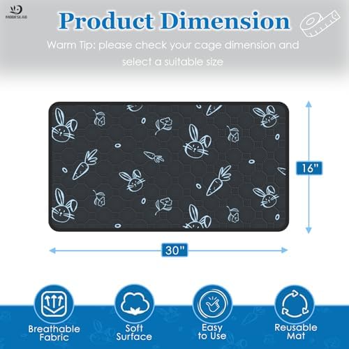 4-Pack Guinea Pig Cage Liner Washable, 16in x 30in Ultra-Absorbent Guinea Pig Bedding for Cage Non-Slip Leak-Proof Pee Pads for Dogs Rabbit Bunny Cat Litter Mat, Navy