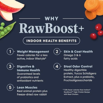 Instinct Raw Boost Indoor Health, Natural Dry Cat Food with Freeze Dried Pieces, Grain Free Recipe - Real Rabbit, 4.5 lb. Bag
