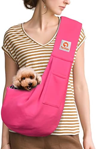 Tomkas Dog Cat Carrier Sling Classic Pocket & Classic Strap(M,Rose red)