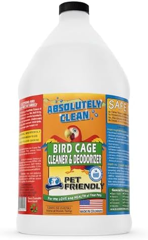 Absolutely Clean Amazing Bird Cage Cleaner and Deodorizer - Just Spray/Wipe - Safely & Easily Removes Bird Messes Quickly and Easily - Made in The US - Fragrance Free - 128oz Gallon