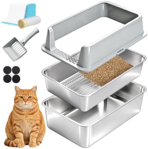 XL Stainless Steel Sifting Litter Box for Pine Pellets