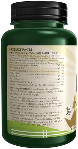 NOW Pet Health, Immune Support Supplement, Formulated for Cats & Dogs, NASC Certified, 90 Chewable Tablets