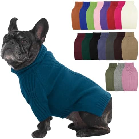 IECOii Small Dog Sweater, Warm Turtleneck for Small to Medium Dogs, L