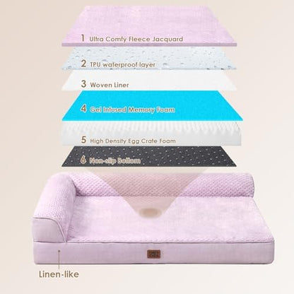 EHEYCIGA Memory Foam Dog Bed for Crate, L Plus Orthopedic Dog Bed, Lilac