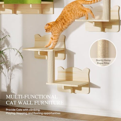 Cat Wall Shelves Set, 7-in-1 Cat Wall Furniture with Tunnel