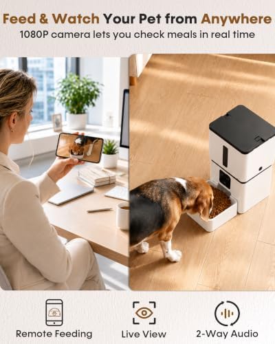 Yakry Automatic Dog Feeder with Camera - 8L/33 Cups Smart Dog Feeder