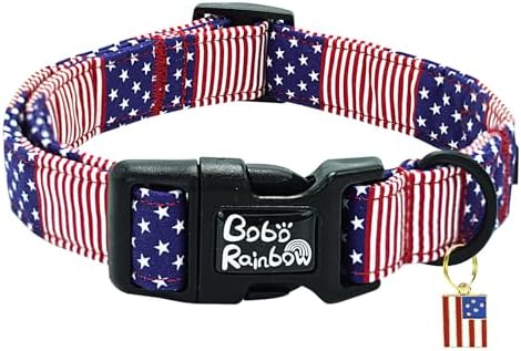 Independence Dog Collar-Adjustable Cute American Flag Pet Collars Holiday Soft Comfortable Cotton Puppy Collar Gift for Small Dogs