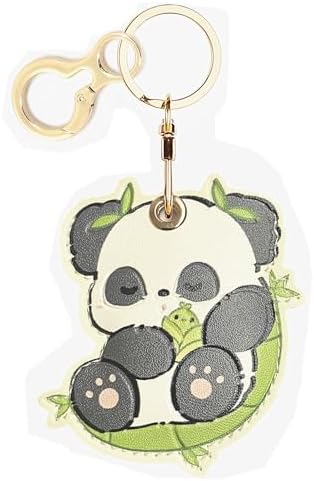 BORKUANA PU Leather Keychain Holder Protective Case Compatible with AirTag