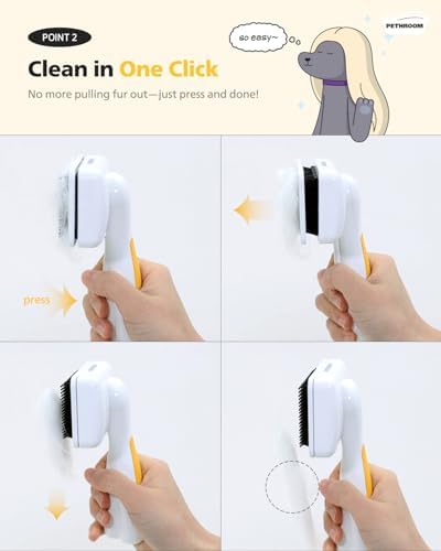 PETHROOM Self-Cleaning Slicker Brush for Dogs & Cats
