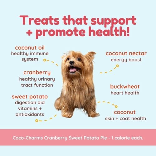 CocoTherapy Coco-Charms Training Treats, 100% USDA Certified Organic, Non-GMO, Vegan, 100% Human Grade, Cranberry Sweet Potato Pie, 5 oz.
