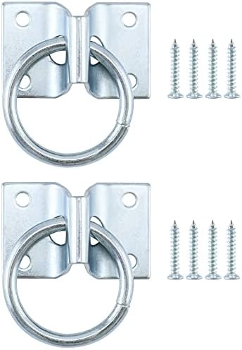 QWORK 2" Cross Tie Rings for Horse Through, 2 Pack Tie - Equestrian and Livestock Ties Loop Hay Net Loop Horse