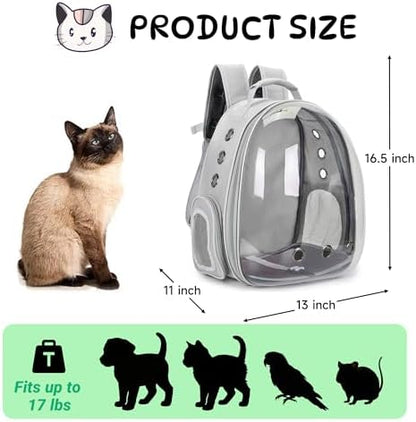Cat Backpack Carrier Bubble Carrying Bag (Gray)
