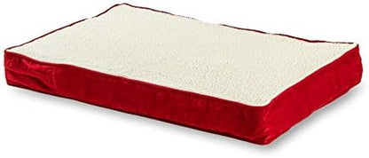 Happy Hounds Oscar Rectangle Orthopedic Foam Sherpa Dog Bed, Extra Small (24 x 18 in.), Red