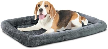 Patas Lague Small Dog Bed Bolster Pet Crate Mat 24''x18'' Dark Grey