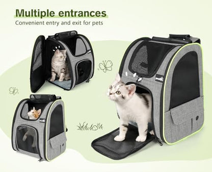 pecute Cat Backpack Carrier Expandable, Cat Backpack with Curtain