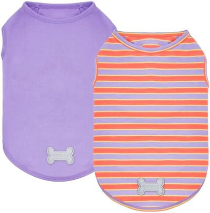 KYEESE 2Pack Cotton Dog Shirt for Small Dogs Soft Striped Tank Top