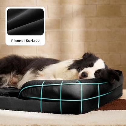 Bedsure Orthopedic Dog Bed for Large Dogs - Big Washable Dog Sofa Beds Large, Supportive Foam Pet Couch Bed with Removable Washable Cover, Waterproof Lining and Nonskid Bottom, Black