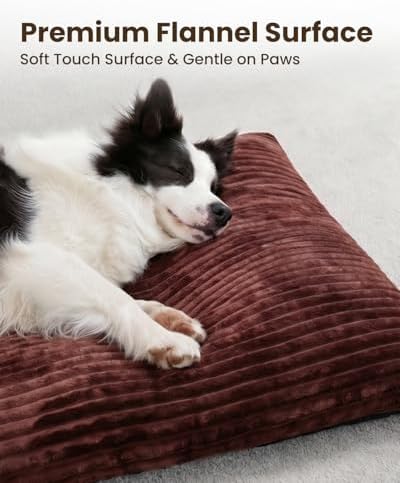 KSIIA Washable Dog Crate Bed Kennel Mat for Large Dogs,35 x 23 Inch, Brown