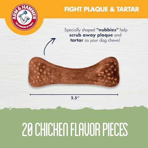 Arm & Hammer Nubbies Dental Treats, Chicken Flavor, 20 Count Bag