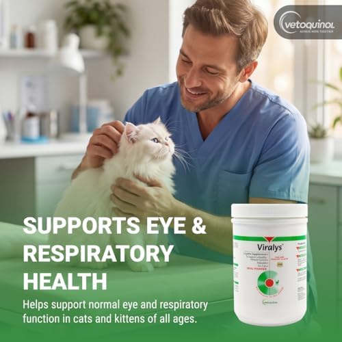 Vetoquinol Viralys - Lysine Supplement for Cats & Kittens - Supports Eye Wellness, Respiratory Health & Immune Strength - Flavored Oral Powder for Easy Feeding & Daily Use - 600 Grams
