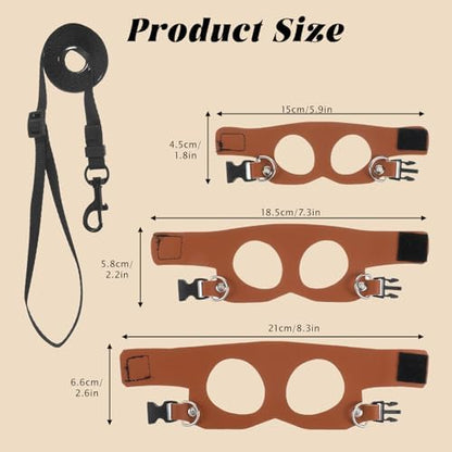 3 Pack Bearded Dragon Leash and Harness Set 3 Size Adjustable Lizard Harness Bearded Dragon Outfits for Reptile Small Animals Training Walking, Easy to Put on and Take Off (Brown)