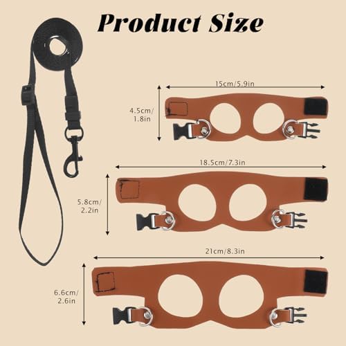 3 Pack Bearded Dragon Leash and Harness Set 3 Size Adjustable Lizard Harness Bearded Dragon Outfits for Reptile Small Animals Training Walking, Easy to Put on and Take Off (Brown)