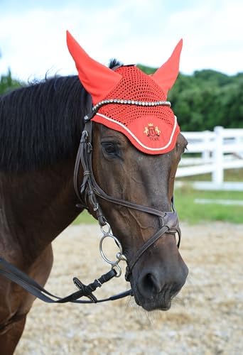 T TEKE Gorgeous Horse Ear Bonnet, 68% Viscose + 32% Acrylic Hand Crocheted mesh with Stylish Piping, Spandex Ears