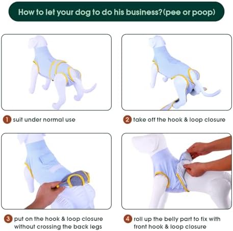 Kuoser Recovery Suit for Dogs Cats, Soft Dog Surgery Suit Female Male Spay
