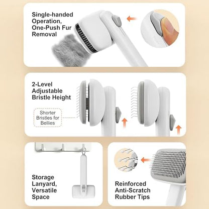 Cat Brushes for Indoor Cat，Pet Steam Brush for Dog Cats Grooming Kit Supplies Hair Grooming for Long Short Hair Cats Dogs (White)