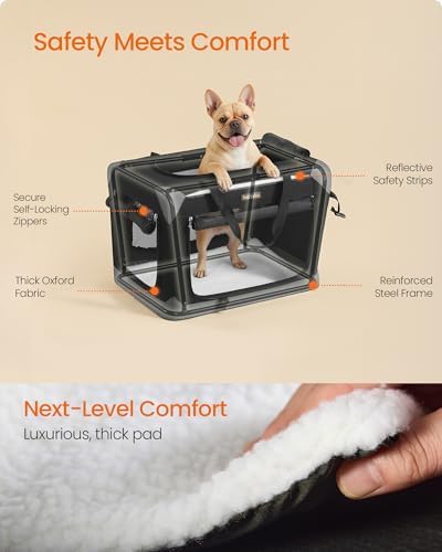 Feandrea Collapsible Dog Crate, Portable Pet Travel Crate, 24 Inches