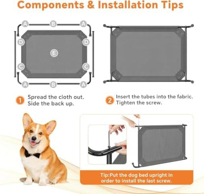 Simple Trending Raised Dog Bed for Large Dogs, Waterproof XL Dog Cot