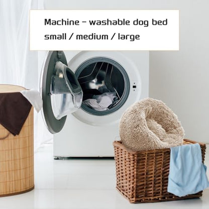 Comfort Donut Dog Bed for Small Dogs, Cat Bed & Pet Bed for Indoor Use, Medium Size with Soft Plush, Round Dog Beds for Large Dogs and Cats (Khaki, 20''Lx20''Wx8''Th)