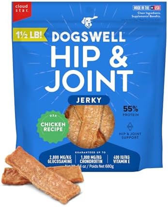 DOGSWELL Hip & Joint Jerky Dog Treats, Chicken Breast, 24 oz. Pouch