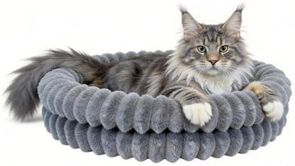 Washable Cat Bed Donut Dog Beds for Small Dogs with Corduroy Fleece Super Soft Pet Bed for Puppy and Kitten,20 * 20 * 6",Grey