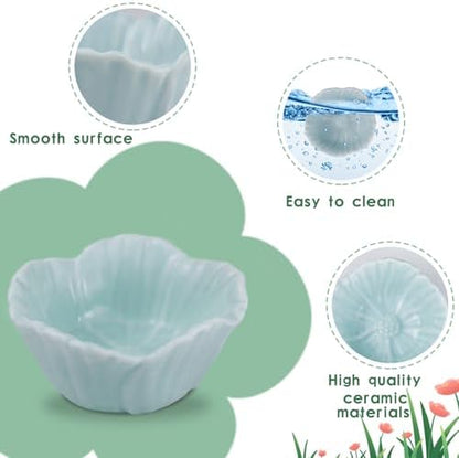 Small Ceramic Pet Hamster Bowl, Easy to Clean Anti Flipping Hamsters Food and Water Bowl, Small Animal Bowls for Dwarf Hamster, Parrots (Blue, s)