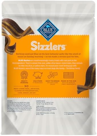 Blue Buffalo Sizzlers Pork & Cheddar Bacon-Style Dog Treats, 15 oz