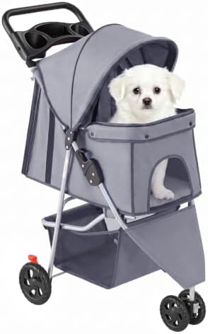 NEWBULIG Foldable 3 Wheel Pet Stroller for Dogs and Cats