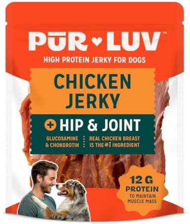 Pur Luv Chicken Jerky Dog Treats with Hip & Joint Support, 12 oz