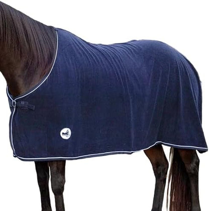 Jeffers Elite Fleece Cooler Blanket for Horses, 84" – Contoured Moisture Wicking Horse Cooler, Lightweight Breathable Fleece Horse Cover for Layering, Travel, Grooming & All Year Round Use - Navy