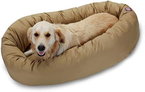 Majestic Pet Bagel Calming Dog Bed, 40 Inch Large, Round, Washable, Khaki