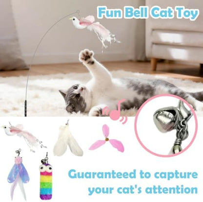 7-in-1 Kitten Toys for Indoor Cats with Washable Adhesive Suction Cup, Hanging Interactive Cat Toys, Silvervine Stick and Sisal Chew Rope Catnip Teething Toy for Bored Kitten (Pink)