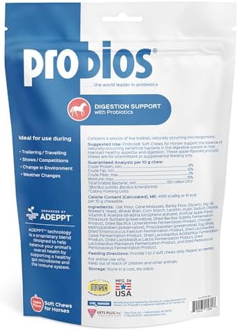 Probios Horse Probiotic Soft Chews, Apple Flavor, 1.32 lb, 2-Pack
