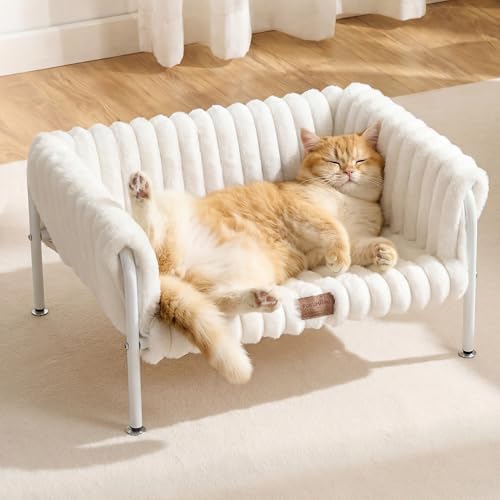 FUKUMARU Cat Hammock Bed, Elevated Cat Couch Bed with Sturdy Metal Frame