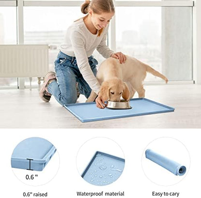 Silicone Dog Food Mat Waterproof Pet Feeding Tray for Small Medium Dogs
