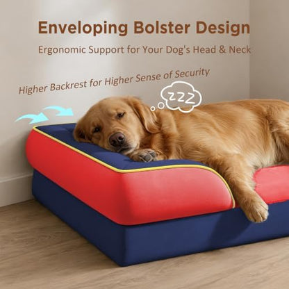 Comfort Expression Orthopedic Dog Bed for Extra Large Dogs with Bolster