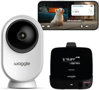 Waggle 4G LTE Pet Monitor Lite + RV Mini Camera - Cellular Temperature & Humidity Monitor, Real-time Alerts - RV/Camper/Van/Car Monitoring - Subscription Required
