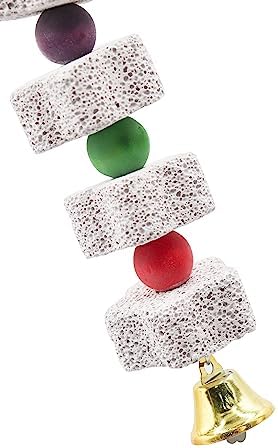 2 Pack 27 Inches Extra Long Bird Chewing Toy, Parrot Beak Grinding Calcium Stone with Bells, Bird Cage Accessories, Cage Toys for Cockatiel Parakeet Parrot Budgies Rat Hamster Rabbit African Grey