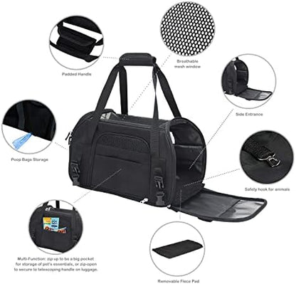 JESPET Soft-Sided Airline-Approved Dog & Cat Carrier Travel Bag